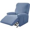 Surwin Copripoltrona Relax Reclinabile, Copripoltrona Elettrica Reclinabile Elasticizzato con Tasche Universale Copri Poltrona Elettrica Reclinabile con Braccioli (1 Posto,09#Blu Grigio)
