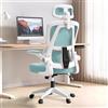 XUEGW Sedia da Ufficio Ergonomica - Blu | Sedia da Scrivania Regolabile con Schienale Alto in Rete,Supporto Lombare,Braccioli Ribaltabili | Per Ufficio Domestico,Gaming,Studio