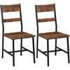 Klihome Set di 2 Sedie da Pranzo con Schienale, Struttura Metallo e Legno