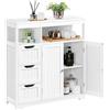 Yaheetech Mobile da Bagno Armadietto da Terra 80,5 × 30 × 86,5 cm con Cassetti e Ripiano Regolabile Mobiletto con Ante da Soggiorno Salotto Credenza Cucina Bianco
