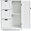 COSTWAY Mobile Bagno, Armadietto Salvaspazio e Multiuso con 3 Cassetti, Ante e Ripiano Regolabile, Mobiletto in Legno per Soggiorno, Camera da Letto, Salotto, Cucina, 60x 30x 81cm (Bianco)