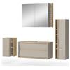 Vicco Set di mobili da bagno Edelin, Cachemire 100 cm | 4 pezzi · Mobile sottolavabo · Armadietto a specchio · Mobile medio · Pensile