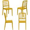 REDÒKASA Set 4 sedie in polipropilene MEDEA, MADE IN ITALY, impilabile, idrorepellente, resistenza raggi UV, design moderno per sala da pranzo, cucina, bar, ristoranti, giardino (Senape, 4)