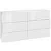 Web Convenienza Mare Comò 6 Cassetti Bianco Laccato Lucido Made in Italy con Ante Legno - Frontali motivo ondeggiante