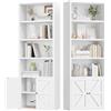 oneinmil 2 Pezzi Libreria Alta con Ante 6 Ripiani, Scaffale PortaLibri Moderno con Ante e Ripiani Aperti, Mobile Contenitore per Soggiorno, Ufficio, Camera da Letto, 55.5 x 23.5 x 181 cm, Bianco