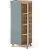 Vicco Mobiletto bagno Karen, Sonoma/blu, 50 x 128 cm con porta e vani aperti, per la conservazione di articoli da bagno e asciugamani