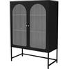 ML DESIGN modern living ML-Design Vetrina 85x120x40 cm Nera - Armadio con 3 Ripiani e 2 Ante con Chiusura Magnetica - Mobile in Acciaio Stile Industriale per Soggiorno Libreria Archivio Ufficio