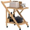 HOMCOM Carrello da Cucina a 2 Livelli Pieghevole con Ruote, Carrello Portavivande da Portata con Portabottiglie in Legno di Bambù a Doghe, 66x40x70 cm, Naturale
