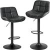 EUGAD Sgabelli Bar Set di 2 con Schienale, Regolabile, PU vintage Antracite
