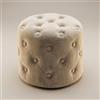 INTRECCI Pouf Rotondo in Velluto Capitonné con Bottoni | Sgabello Poggiapiedi Imbottito Trapuntato per Salotto e Camera | Cassapanca Bassa | Struttura Resistente | Ø 40 x H 36 cm - Colore: Beige