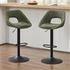 Ya-Home Set di 2 Sgabelli da Bar Sgabelli Alti Cucina in Ecopelle Sgabello Imbottito con Schienale Sedie da Bar Regolabile e Girevole per Cucina Penisola, Verde