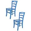 t m c s Tommychairs - Set 2 Sedie modello Cuore per cucina bar e sala da pranzo, robusta struttura in legno di faggio verniciata in anilina blu e seduta in legno