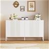 Wyibwy Credenza moderna dalle linee uniche, a 4 ante, senza maniglie, per sala da pranzo, soggiorno e cucina,145x80x41.5, Bianco