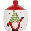 MAZZEO CHRISTMAS Zuccheriera Decorativa Natalizia in Ceramica Bianca e Rossa