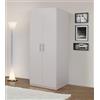 Bissolo Casa Armadio Multiuso 91x55x202 cm Bianco Opaco, 2 Ante Battenti, 1 Ripiano Interno, 1 Tubo Appendiabiti, per Casa e Ufficio