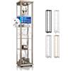 K-Möbel Vetrina in vetro in faggio (176x37x33cm) con 4 ripiani in vetro regolabili in altezza, specchio, serratura, LED - Vetrina per modellini di auto da esposizione (rovere Sonoma, 176x37x33cm)