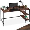 tectake® Scrivania, Scrivania Salvaspazio, Tavolo Studio, Mobile con Ripiano MDF Melaminico, Regolabile, Design Industriale, Arredo casa 140 x 60 x 76,5 cm - Legno Industriale Scuro