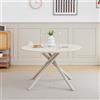 GrandCA HOME Tavolo da Pranzo Rotondo Moderno da Cucina da 115 CM, Piano in MDF con Gambe a Croce in Metallo Stabili, Adatto Per Sale da Pranzo,Appartamenti（Grigio）
