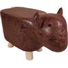 MiaSuite Poggiapiedi Pouf Animale Toro Marrone alto 28 cm - Pelle Scamosciata Impermeabile, Piedi in Legno Massello di Qualità.