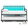 KOMFOTTEU Struttura per divano letto estensibile a 2 posti, 90 x 200 cm, letto estraibile in metallo con luci a LED, stazione di ricarica, doghe resistenti, per soggiorno, camera da letto