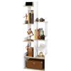 EUGAD Libreria Verticale Autoportante, Libreria Angolare ad Albero, Porta Libri con 7 Ripiani e 1 Scomparto Aperto, in Truciolare, Bianco e Rovere Chiaro, 49x25x146cm