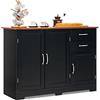 KOMFOTTEU Credenza Cucina Multiuso e Moderno, Madia da Cucina con 2 Armadi, Ante e 2 Cassetti, Mobile Dimpensa Portaoggetti per Sala da Pranzo, Soggiorno, 100 x 40 x 78 cm (Nero)