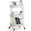 GYMAX Carrello Portaoggetti con Ruote, 3 Cassetti, Carrellino Organizzatore Salvaspazio, per Uffici, Parrucchieri, Studio, Soggiorno, 42x35x87cm (Bianco)