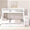 Oyemige Letto a Castello con Letto a Scomparsa, 90x200 cm Scala Matrimoniale con Contenitore, 140x200 Letto per Bambini con Rete A Doghe, Massiccio con Sponde, Bianco, Senza Materasso
