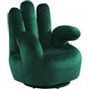 Vente-unique-Poltrona a forma di mano girevole in velluto Verde scuro - CATCHY