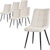 ML DESIGN modern living ML-Design Set di 6 Sedie per Sala da Pranzo Beige Poltrona da Soggiorno con Rivestimento in Tessuto e Gambe in Metallo Nero Sedia da Cucina con Schienale Poltrone Imbottite per Ufficio