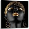 ARTEDinoi Quadro Moderno Stampa su Tela Donna Africana African Women Gold Canvas Dimensione 60x60x2cm