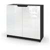 Vladon Madia Logan, mobile a 2 ante, nero opaco/bianco lucido (82 x 78 x 37 cm)