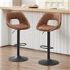 DAYALANE Set di 2 Sgabelli Cucina Moderni Sgabelli da Bar in PU Pelle Sedie da Bar Alti con Gambe in Metallo Nero Sgabelli Girevoli Altezza Regolabile con Poggiapiedi per Penisola, PU Marrone