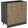 Vicco Mobiletto base per cucina R-Line, Rovere artigianale, 80 cm senza piano di lavoro, per la libera combinazione all'interno di sistemi cucina modulari