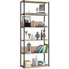 AKORD | Scaffalatura Metallo 80 cm | Mensole Libreria | Salvaspazio | 6 ripiani | Scaffalature Metalliche | Robusto | Stabile | Mobiletto Multiuso | Moderne Nero | Rovere di Sonoma
