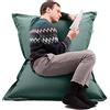 Avalon - Puff Poltrona Sacco Cuscino Grande Thin 220L Deluxe Sfoderabile, Pouf Sacco Sartoriale, Bean Bag in Tessuto Antistrappo/Impermeabile con Sacca Interna, Made in Italy (130x90cm-Verdone)