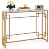 RELAX4LIFE Consolle con piano effetto marmo, tavolo da ingresso moderno da 110 cm con struttura in metallo dorato, con poggiapiedi regolabili, per soggiorno, corridoio, zona ingresso,110 x 30 x 81 cm
