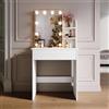 SONNI Toeletta Trucco con Cassetti e LED 70x40x140cm Bianco Salvaspazio
