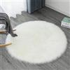 Ommda Tappeto Peloso Camera da Letto Lavabile Tappeto Peloso Shaggy Salotto Tondo Tappeto in Pelliccia Sintetica Bianca 60cm