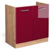 Vicco Mobile lavello cucina R-Line, Rosso lucido, 80 cm