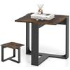 LIFEZEAL Tavolino da Divano, Tavolino Laterale da Salotto, da Caffè, Gambe a Forma di T, Piccolo, Quadrato, Salvaspazio, Industriale, in Legno, Metallo, per Soggiorno, Max 50kg, 47x50x50cm, Marrone