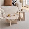 GrandCA HOME Set di 2 Tavolino Rotondo da Caffè, Tavolino da Soggiorno in Stile Minimalista Moderno, Materiale in Fibra di Legno a Media Densità, Adatto per Soggiorno, Camera da Letto - Beige