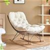 JIESOO Poltrona Dondolo Reclinabile Imbottita Sedia Dondolo Moderna con Schienale Alto Tessuto,Poltrona Imbottita Con Base Legno for Soggiorno Camera Letto(Grey)