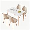 GrandCA HOME Tavolo da pranzo e 4 sedie Set da pranzo moderno, tavolo rettangolare e sedie da cucina, Beige