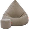 Slevobox Pouf Poltrona Sacco con Poggiapiedi Cappuccino 95x95x120 cm - Poltrona Pouf Sacco XXL - Morbido e Confortevole - Bean Bag per Adulti e Bambini - Fodera Lavabile - Mobili per Soggiorno