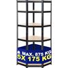 CLP Scaffale Angolare Flint in Metallo I Scaffale Portata 875 kg per Garage I Scaffale Garage Angolo 5 Ripiani, Colore:Nero, Dimensione:100x80x180 cm