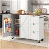 Wyibwy Isola da cucina,140x73x92,5cm,carrello da cucina con 2 ante e 3 cassetti,piani di lavoro estraibili, armadietti,mobile da pranzo autonomo,carrello da pranzo estraibile bianco