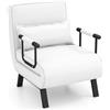 COSTWAY 4 in 1 Poltrona Letto Singolo, Poltroncina Pieghevole con Schienale Regolabile in 6 Posizioni, Sedile Imbottito Robusto, Divano Letto per Casa Ufficio, 79x65x79 cm (Bianco)
