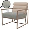 Mendler Poltrona lounge HWC-O38, sedia club imbottita, stoffa/tessuto (420 g/m²) metallo MVG - beige, rivestimento blu verde
