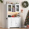 BNUZ Armadio alto 110 x 180 cm, bianco da cucina, armadietto con porta, portaspezie integrato, ripiani regolabili
